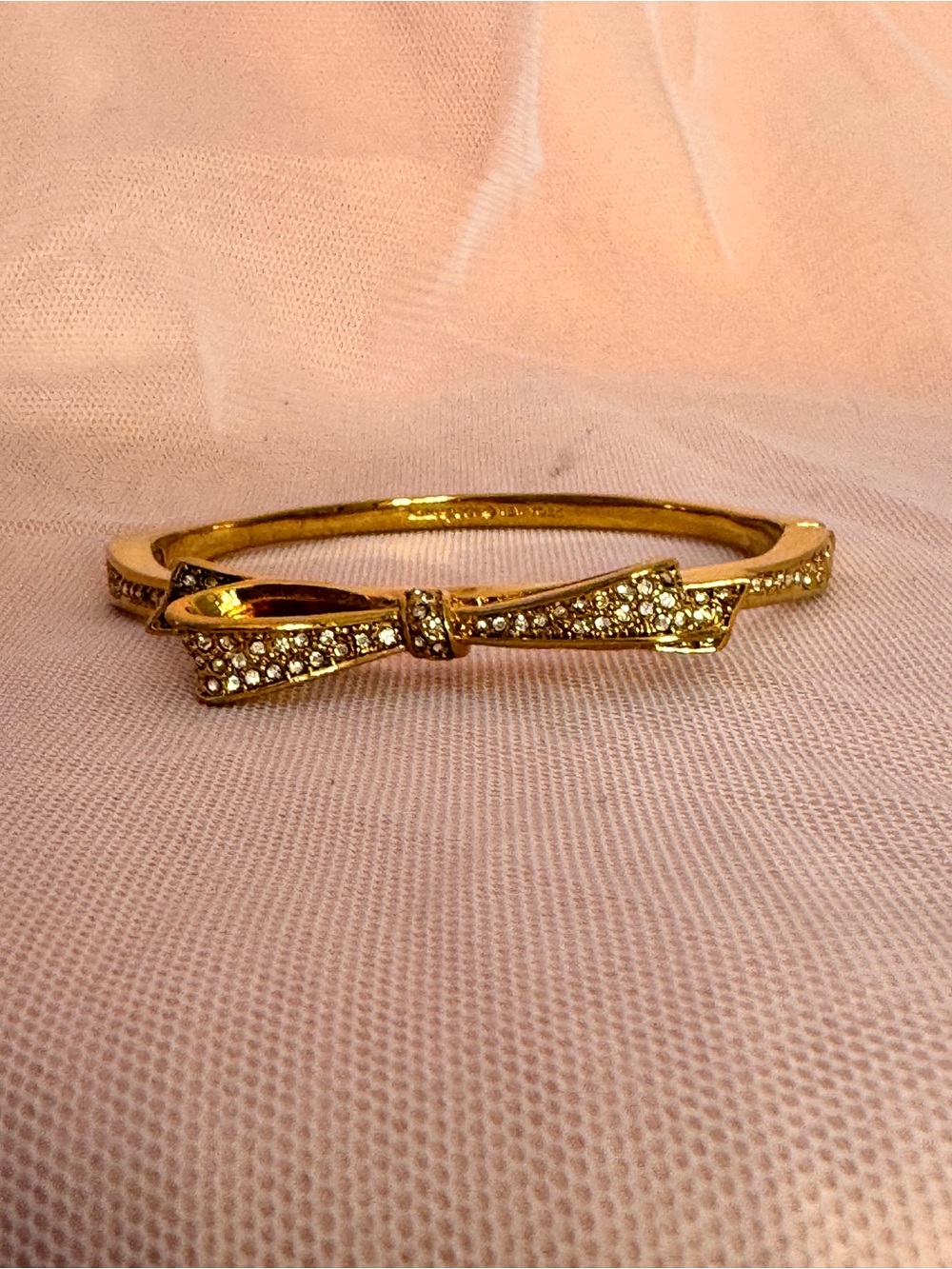Kate Spade New York Gold Tone Bow Crystal Pavé Hinged Stackable Bangle